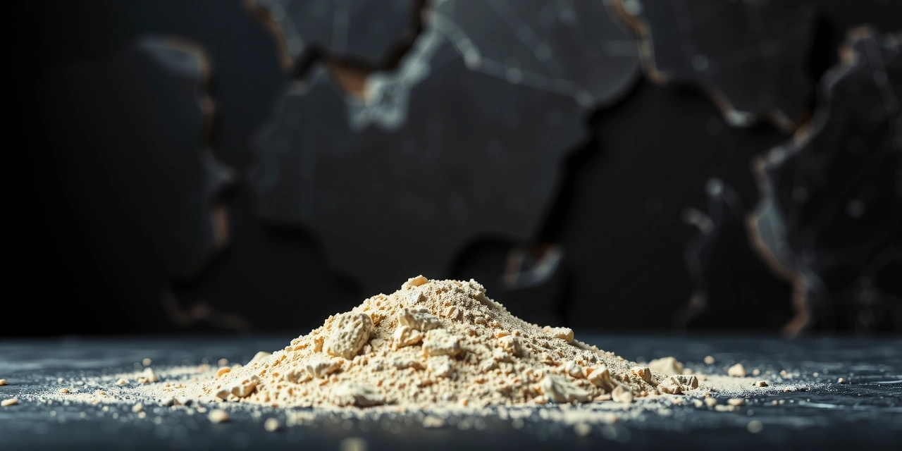 Close-up texture of unflavored protein powder